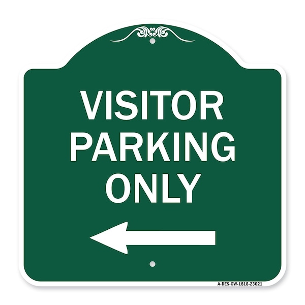 Signmission Reserved Parking Visitor Parking W/ Left Arrow, Green & White Alum Sign, 18" x 18", GW-1818-23021 A-DES-GW-1818-23021 - main